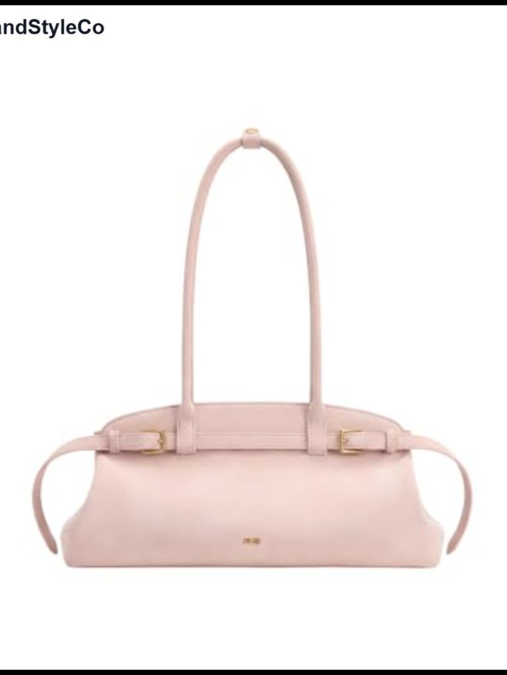 Faux Suede Belt Detail East-West Shoulder Bag Baguette Handbag